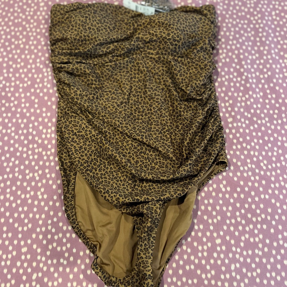 J. Crew Tan Leopard Print One Piece Swimsuit